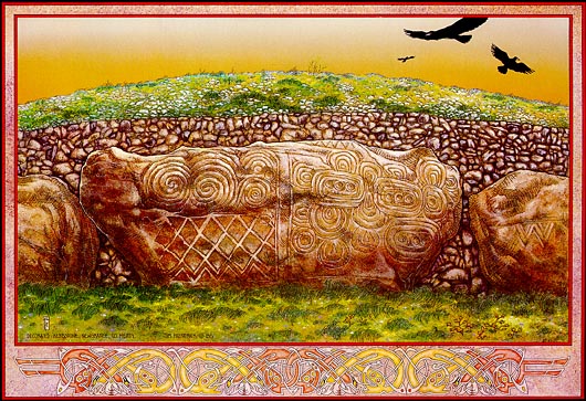 The Newgrange kerbstone, painting by Jim Fitzpatrick